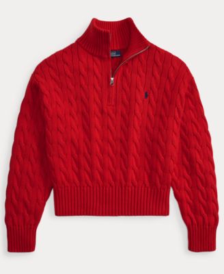 Women's Cable-Knit Cotton Quarter-Zip Sweater