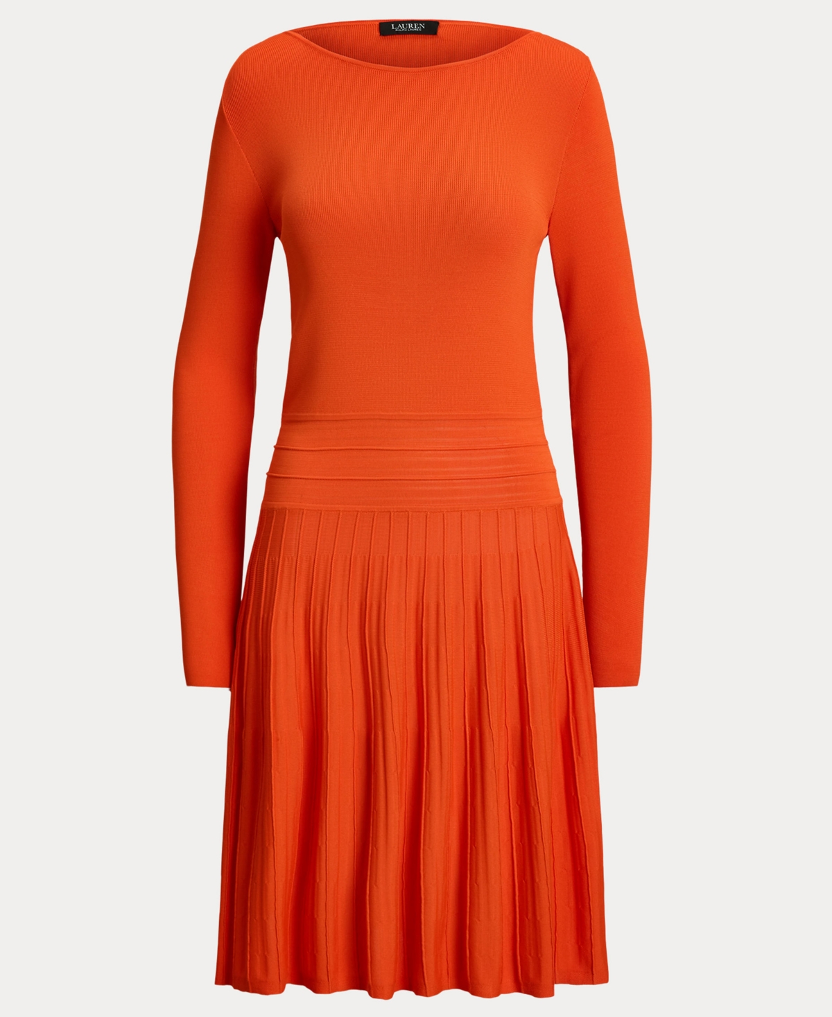 Lauren Ralph Women's Pleated Fit & Flare Boat Neck Dress