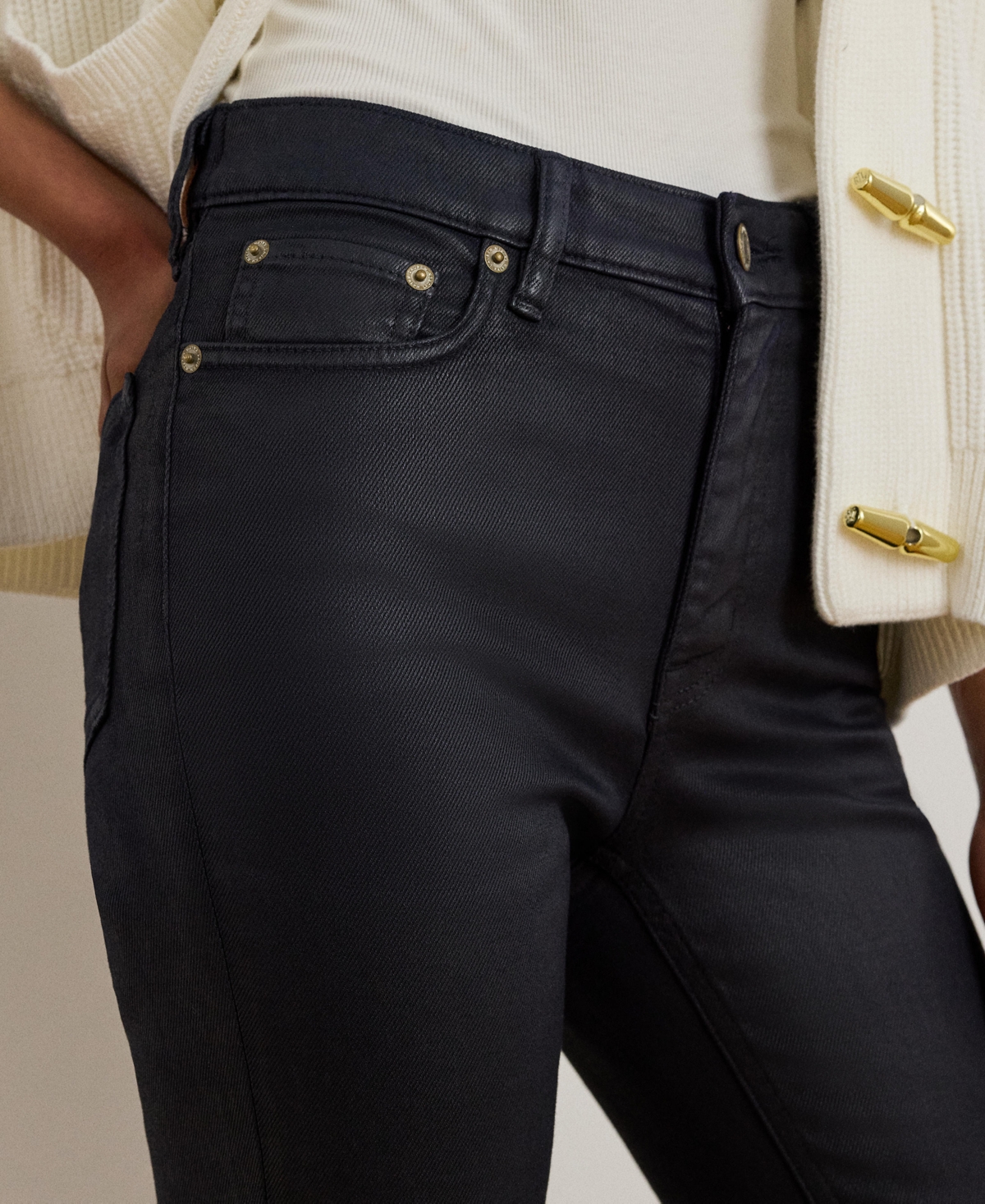 Lauren Ralph Women's Coated High-Rise Straight Ankle Jeans