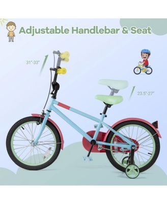 18 Inch Kids Bike with Adjustable Handlebar and Saddle Blue