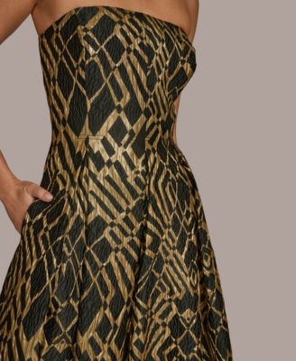 Women's Strapless Fit and Flare Midi Dress