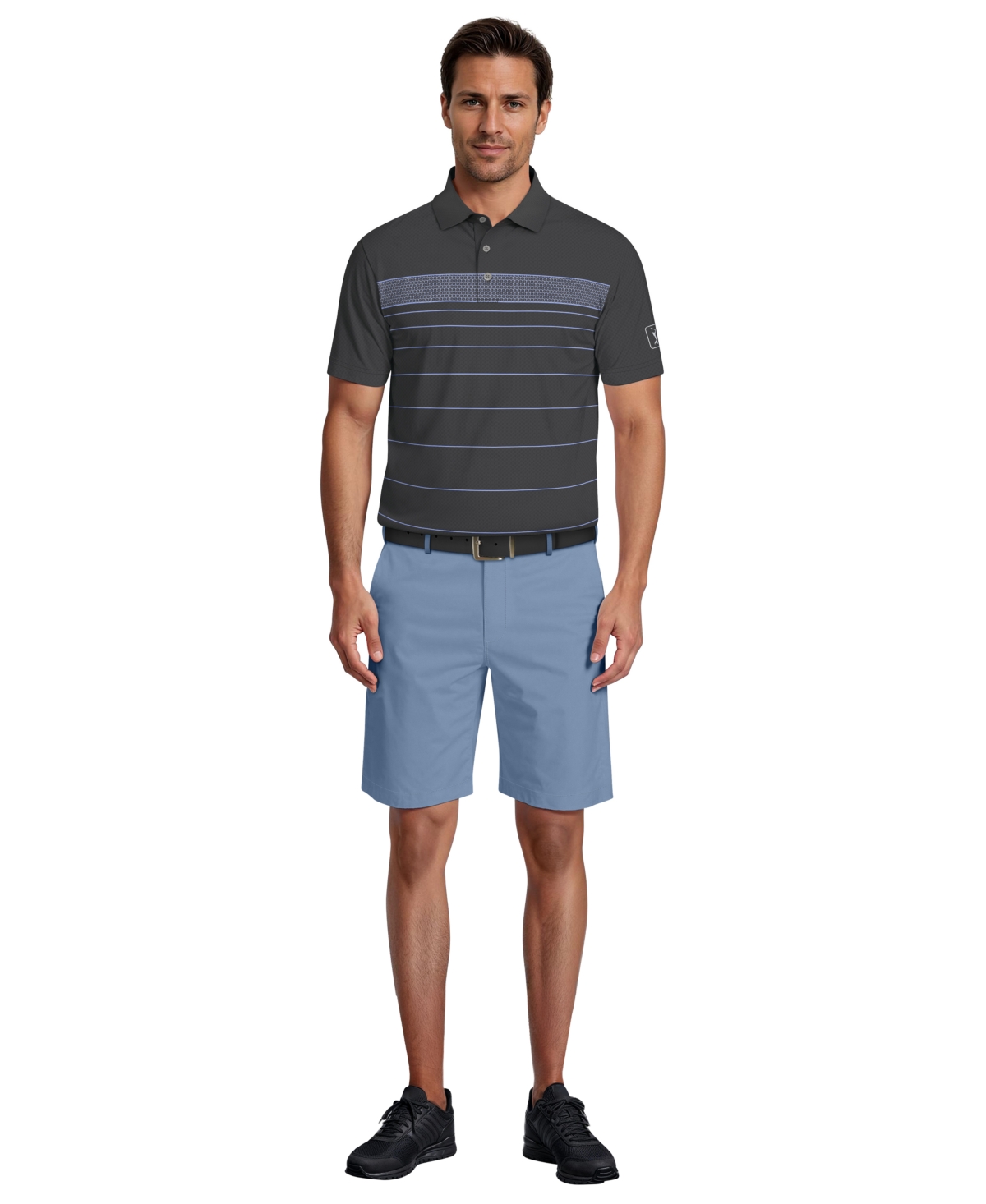 Pga Tour Men's Short-Sleeve Engineered Chest Stripe Polo Shirt