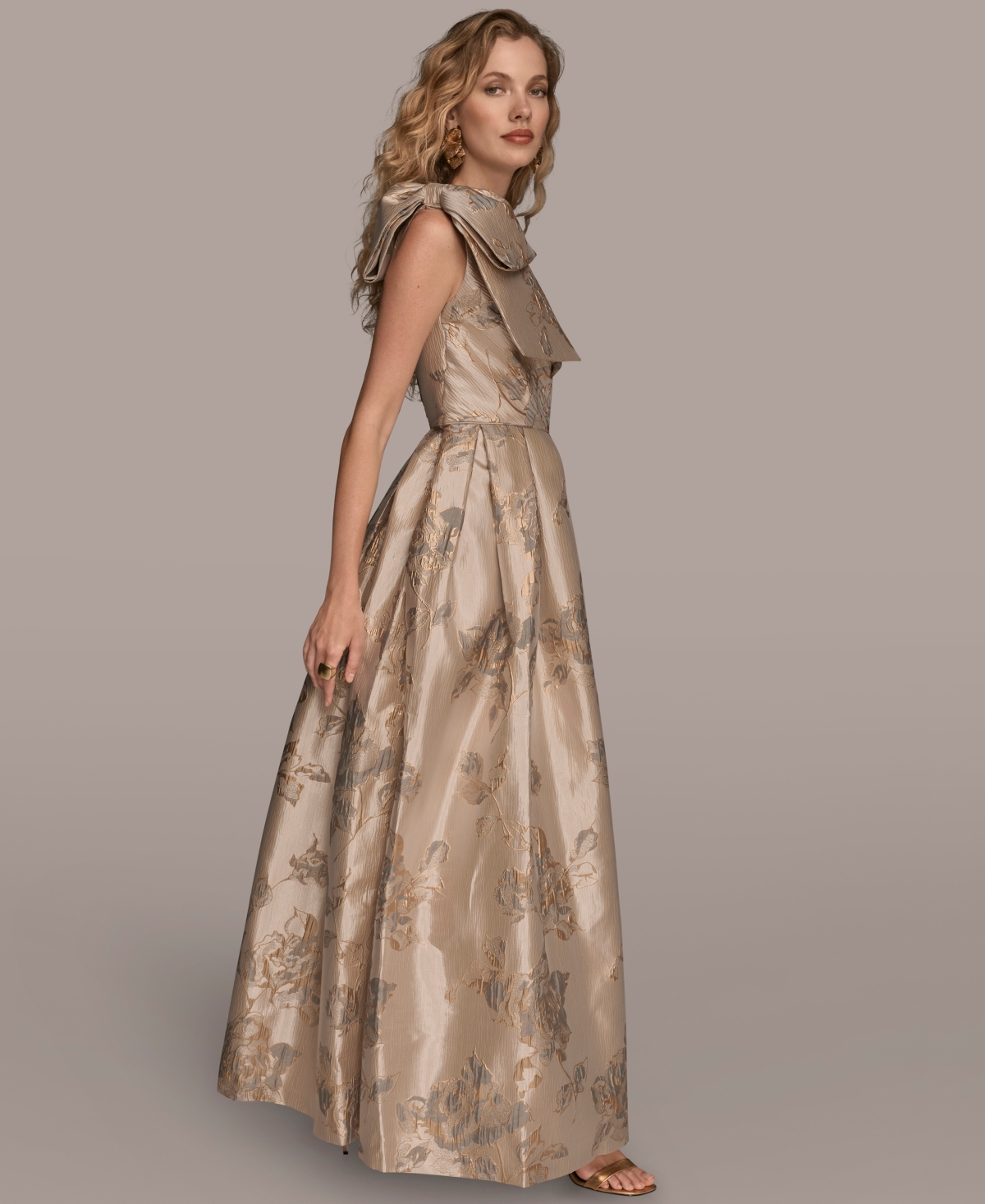 Donna Karan New York Women's One-Shoulder Bow Ball Gown