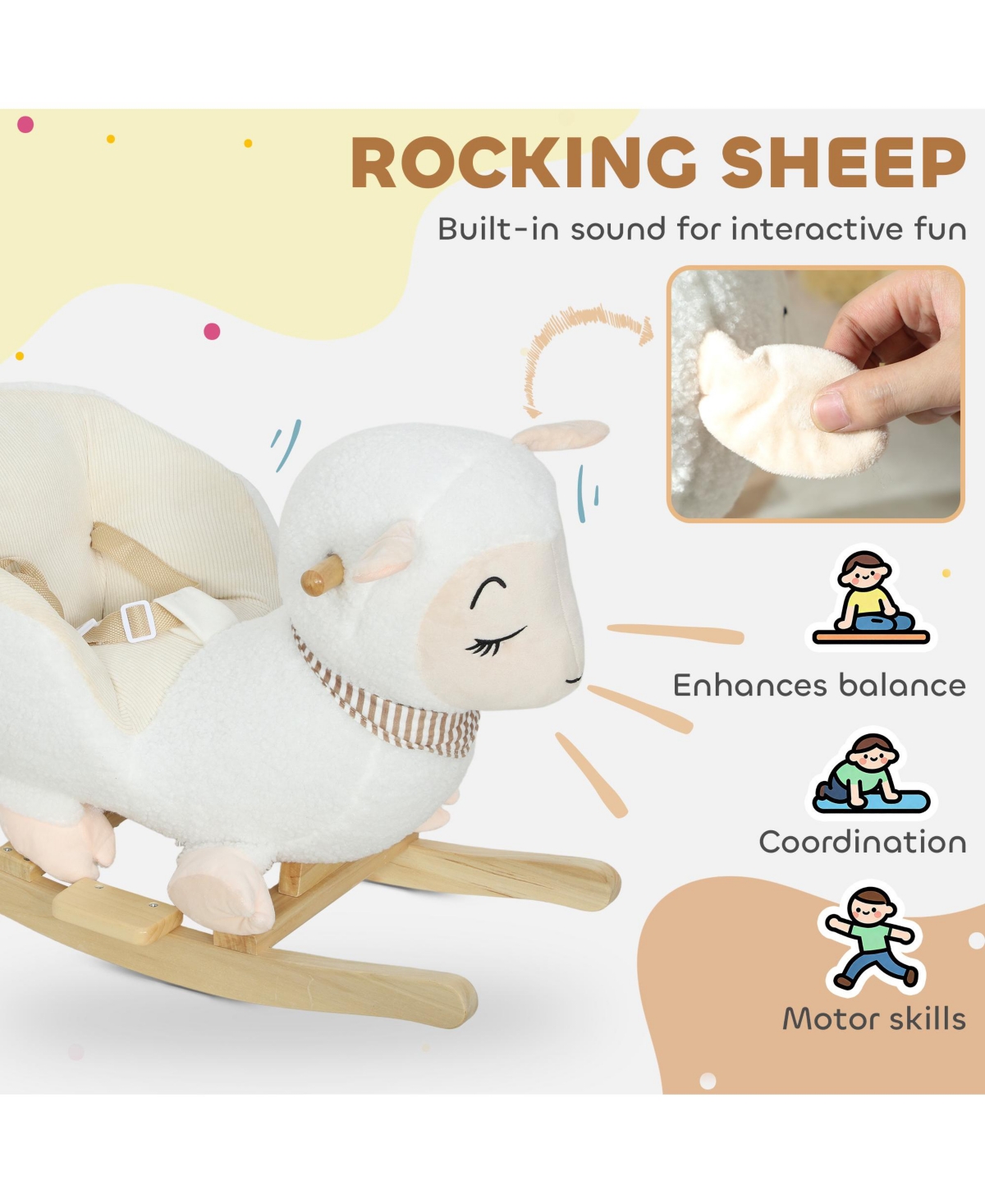 Qaba Baby Rocking Horse, Sheep Rocking Horse for Toddlers 18–36 Months