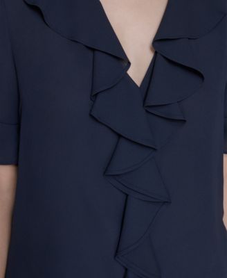 Women's V-Neck Ruffle Front Top