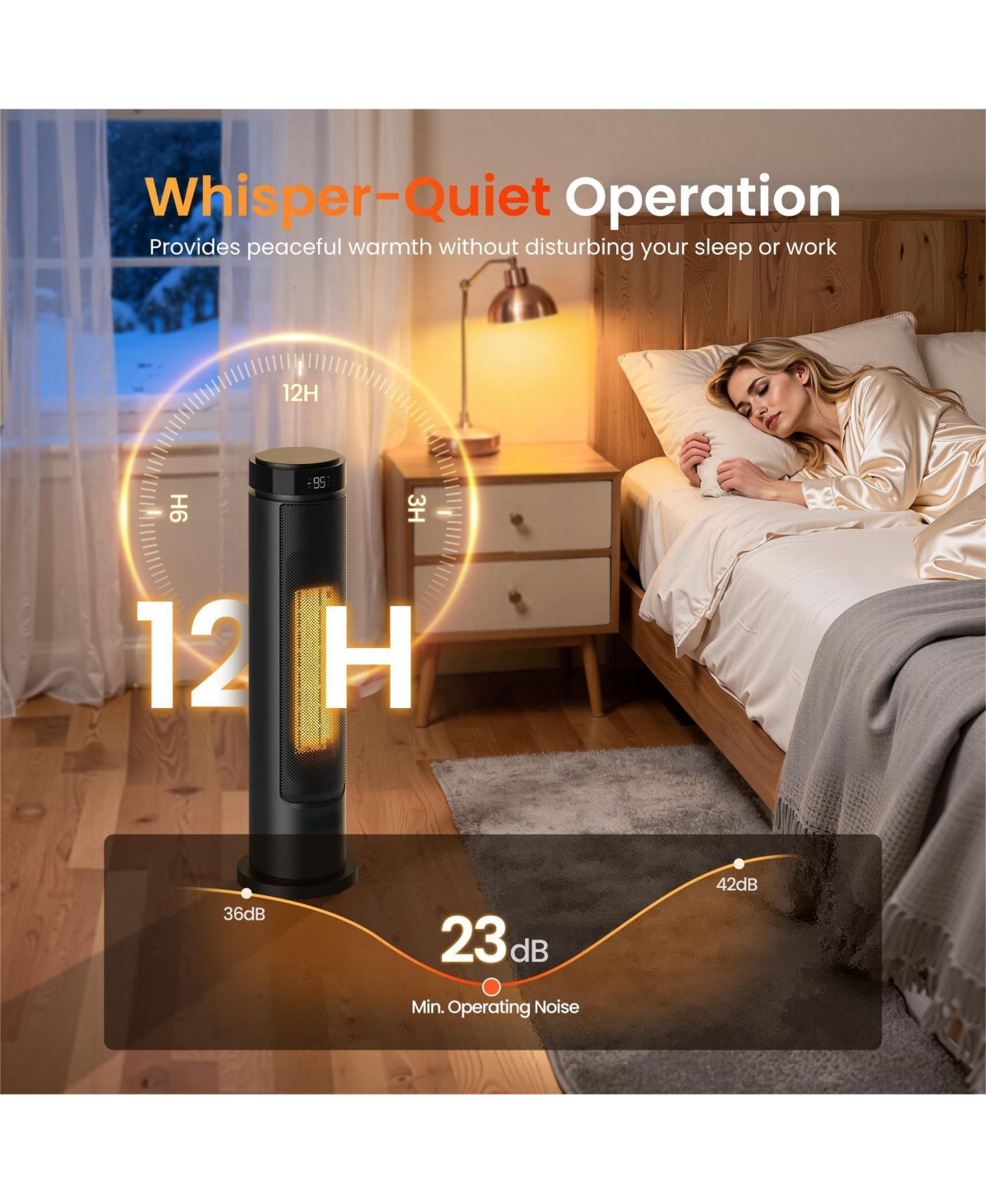 Morento Tower Space Heaters for Indoor, 1500W Heaters with Remote, Ptc Ceramic Electirc Heater for Bedroom, Overheat Protection for Office Home