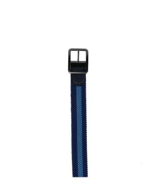Men's Arturo Black and Blue Striped Reversible Braided Casual Golf Belt