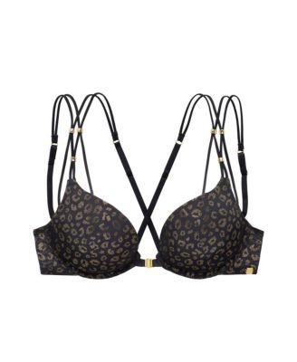 Women's Leopard Cheetah Print Strappy Push Up Bra