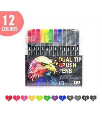 12 Fine Point Art Marker, Double Tip Colored Pen for Drawing, Coloring, Hand Lettering Planner and School Classroom