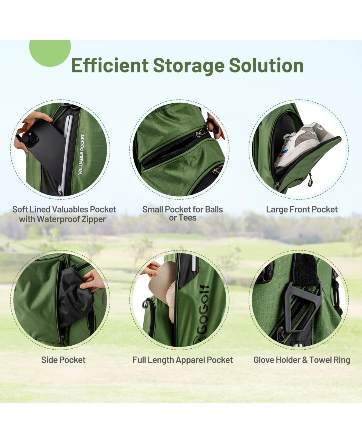 Mecale Golf Stand Bag Lightweight Golf Bag with 8 Way Top Dividers and 5 Zippered Pockets