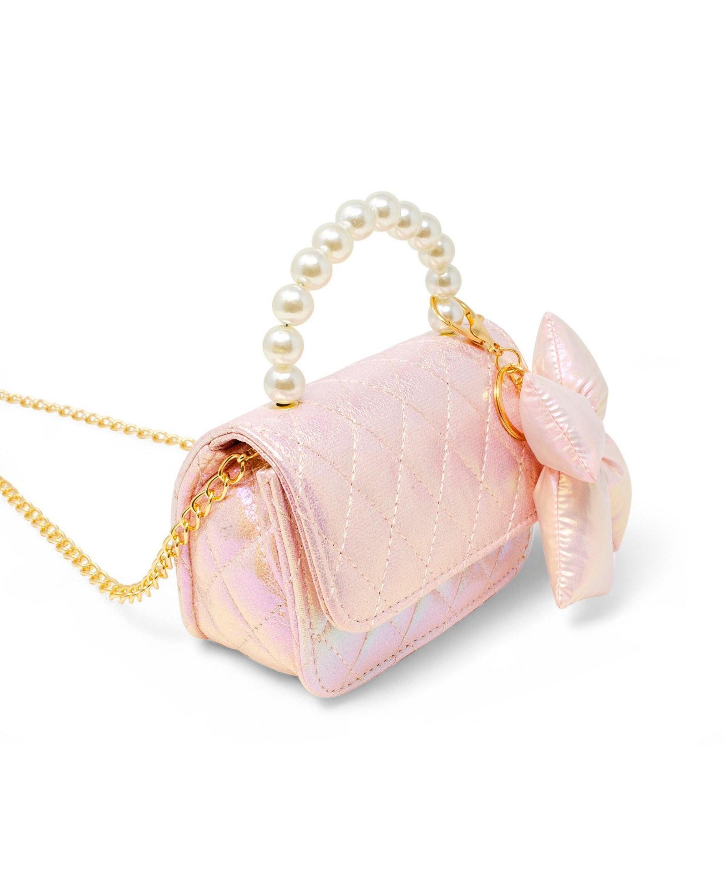 Сумка ZOMI GEMS Shiny Quilted Fluffy Bow Handbag, Pink для девочек — фото 3