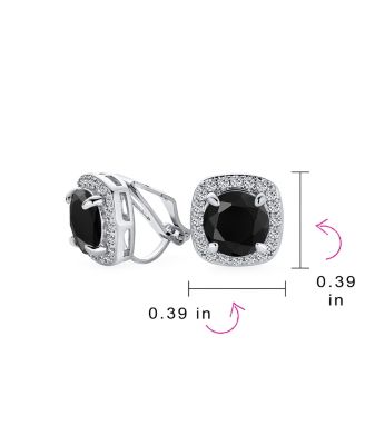 Set of 2 2CT Round CZ Solitaire Halo Clip-On Earrings Silver Plated Non-Pierced