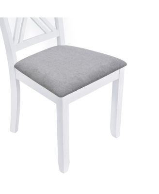 5-Piece Rustic Dining Table Set for Small Spaces, Wood Kitchen Table with 4 X-Back Chairs, White and Walnut Finish