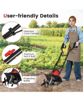 Ironmax Corded Electric Tiller Cultivator, 10 Amp Powerful Foldable Garden Rototiller