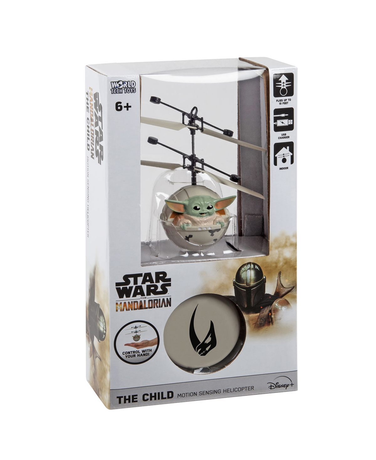 World Tech Toys Star Wars The Mandalorian Baby Yoda "the Child" Sculpted Head Ufo Helicopter In Transparent