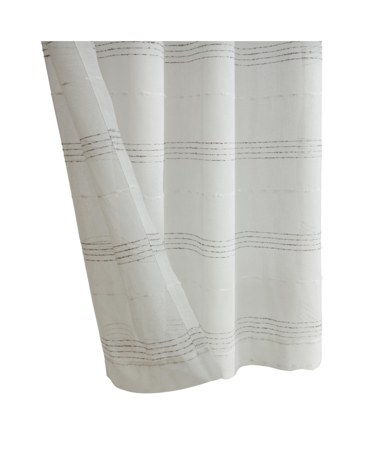 Habitat 100% Polyester Jasper Sheer Faux Linen Stripe Grommet Curtain Panel 52" x 108" White