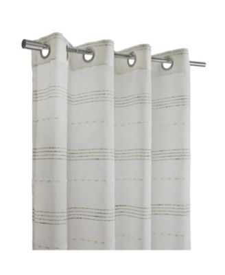 Habitat 100% Polyester Jasper Sheer Faux Linen Stripe Grommet Curtain Panel 52" x 63" White
