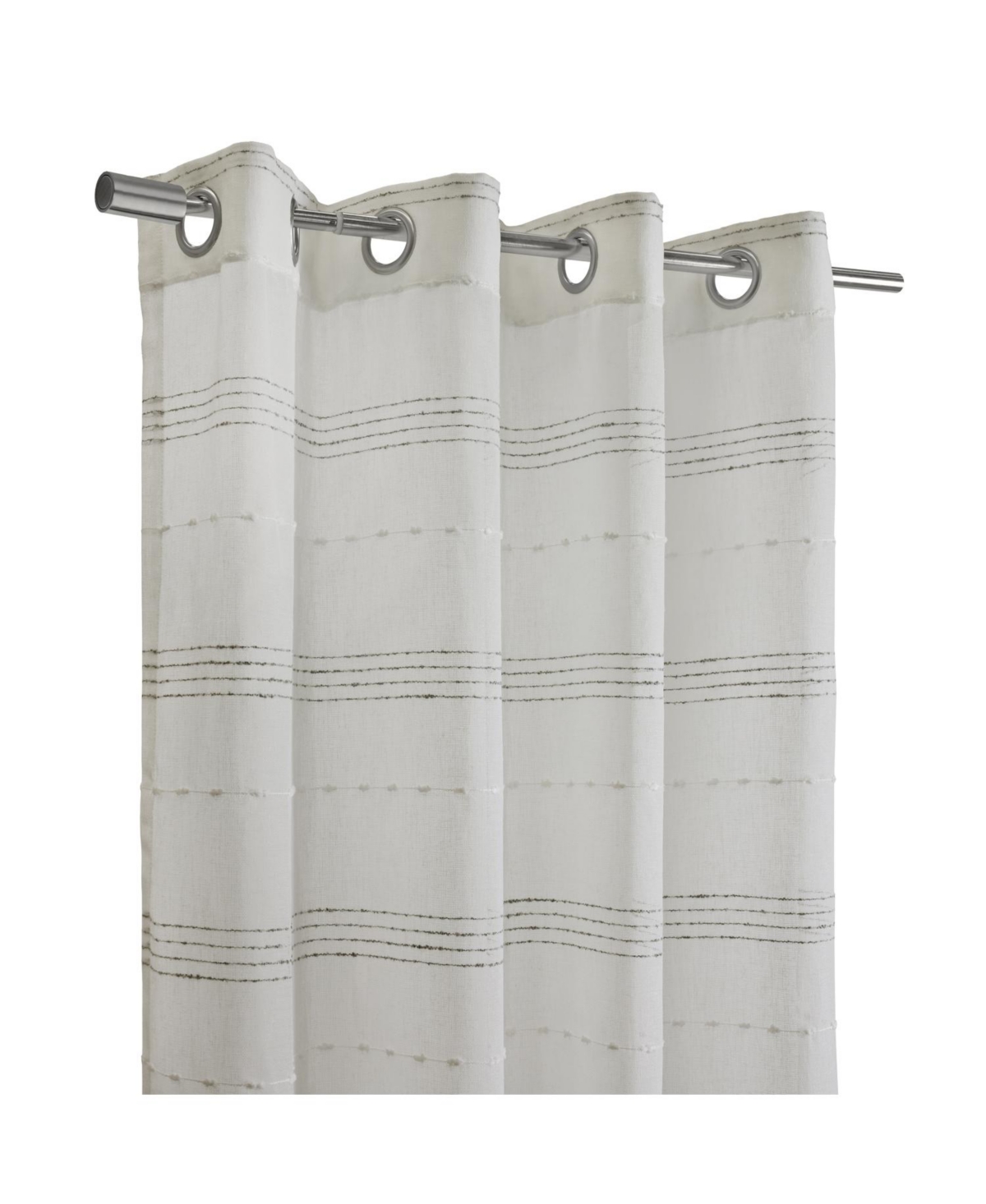 Habitat 100% Polyester Jasper Sheer Faux Linen Stripe Grommet Curtain Panel 52" x 63" White
