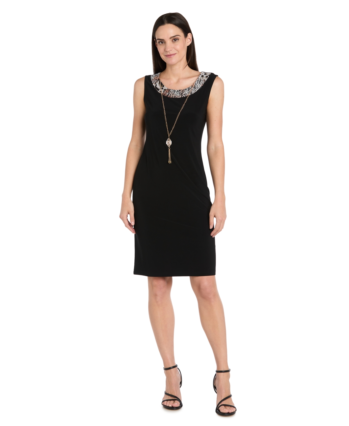 R & M Richards Women's 2-piece 3/4-sleeve Jacket With Necklace And Dress In White