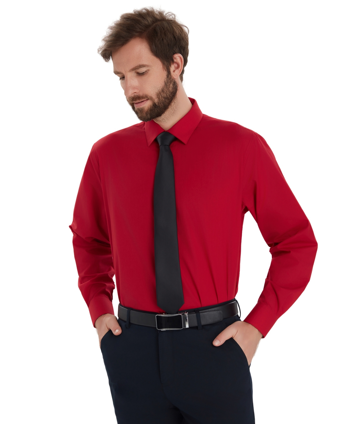 Alfani Men's Promo Solid Regular-fit Spread Collar Dress Shirt, Macy's Exclusive In Red