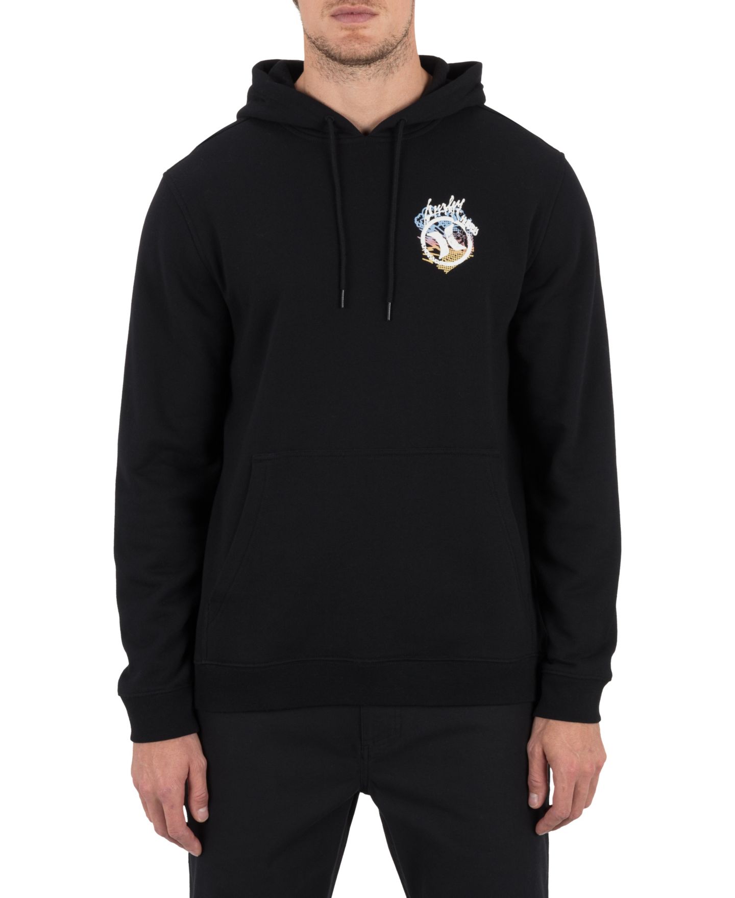 Мужское худи Hurley Crusty Printed Graphic Pull-On, цвет: Чёрный — фото 1