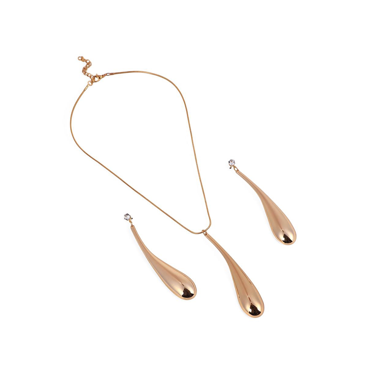 Sohi Women's The Elongated Drip Jewellery Set - Pale Gold