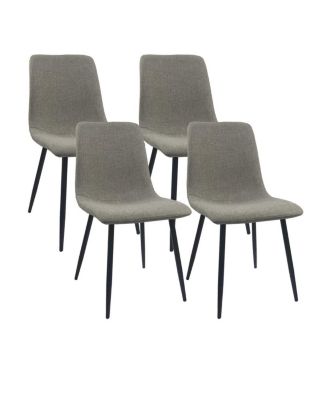 5-Piece Modern Dining Table Set, 55" Mid-Century Kitchen Table with Upholstered Chairs, Wood & Metal Dining Room Set for 4