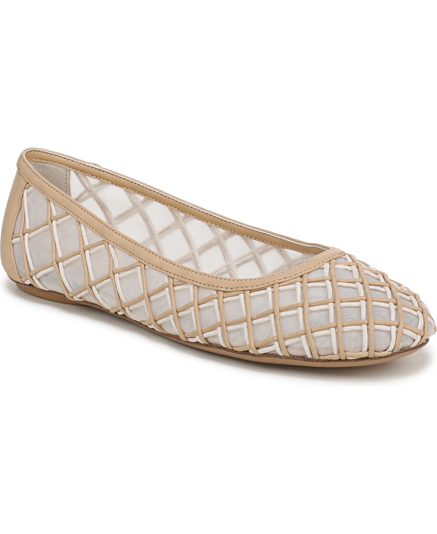 Женские балетки Franco Sarto Christina Round Toe Ballerina Flats, цвет: Бежевая искусственная кожа сетчатый — фото 1