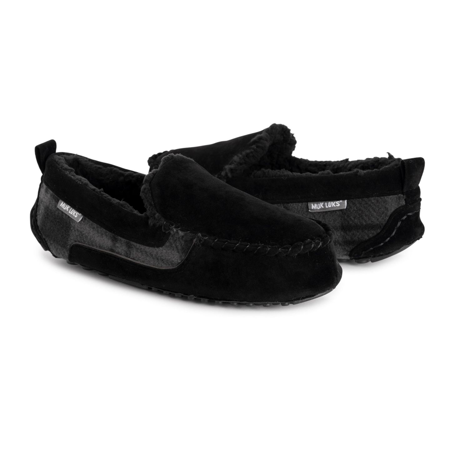 Мужские тапочки MUK LUKS Emmett Moccasin Slippers, цвет: Чёрный — фото 8