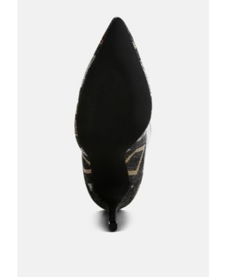 Womens Sharmin Checkered Sequin Knee High Boots