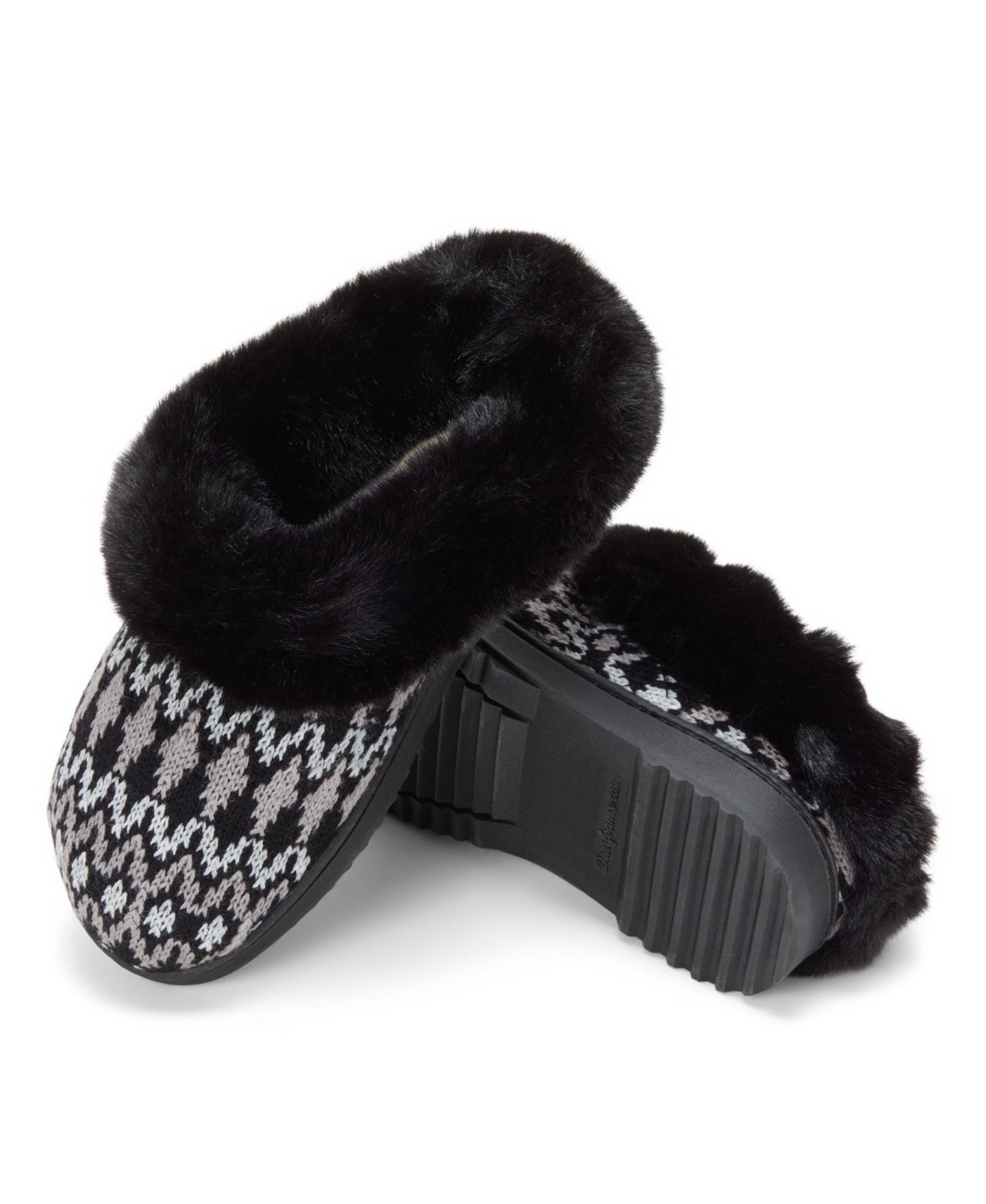 Женские сабо Dearfoams Hannah Knit Clog House Shoe Slipper, цвет: Чёрный комбинированный — фото 3
