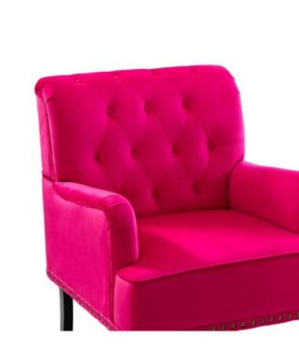 Jakub 28.5" W Velvet Tufted Polyester Armchair with Nailhead Trim