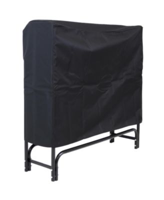 Outdoor Heavy-Duty Steel Firewood Log Rack Holder and Weather-Resistant Polyester Log Rack Cover - Black