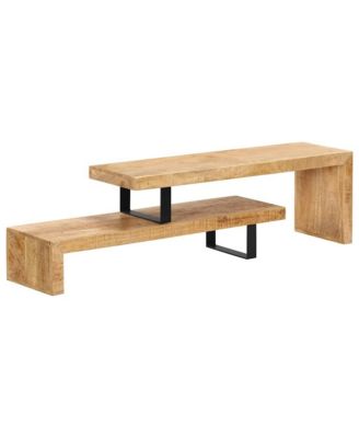 TV Stand Natural Mango Wood Solid Mango Wood, Wrought Iron Medium
