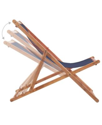 Beach Chair Blue Eucalyptus wood and Polyethylene fabric Large