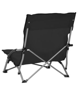 Beach Chair Set of 2 Black Oxford fabric, Steel Standard