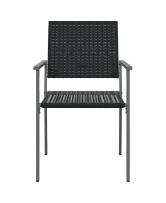 Garden Chair Set of 2 Black PE rattan, powder-coated steel