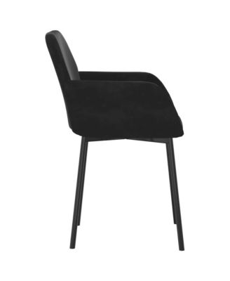 Dining Chair Set of 2 Black Velvet (100% polyester), metal, plywood