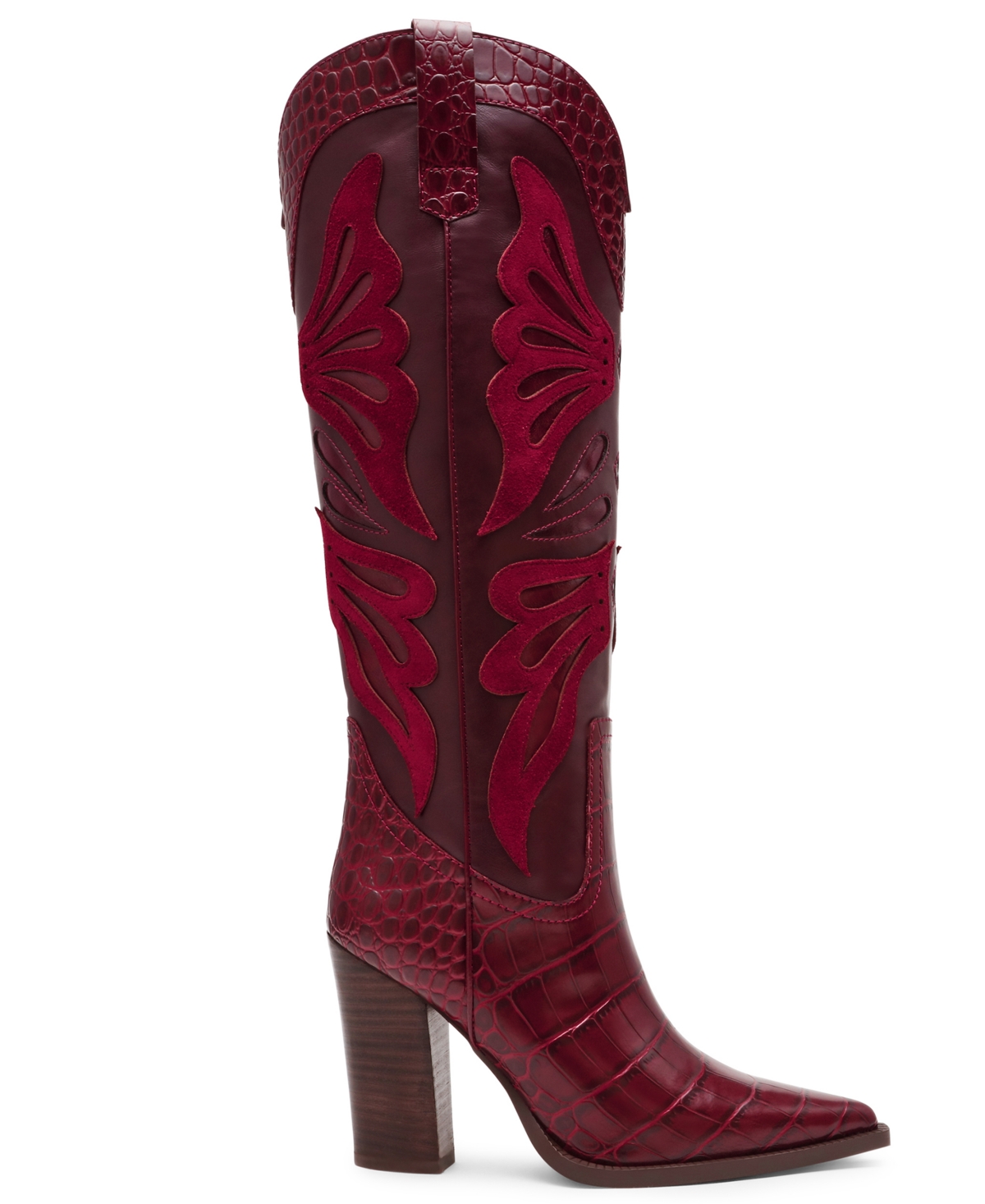 Steve Madden Women's Kaz Knee-high High-heel Western Cowboy Boots In Burgundy