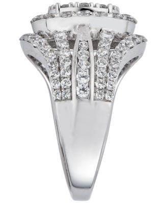 Diamond Cluster Oval Shape Ring (2 ct. t.w.) in 14k White Gold