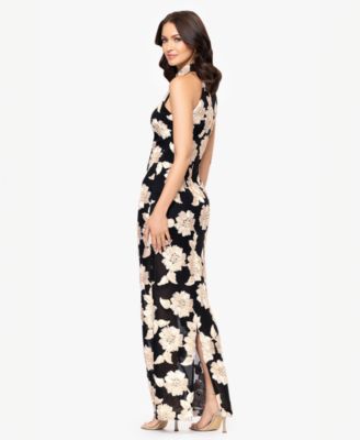 Petite 3D Embroidered Flower Sleeveless Long Dress