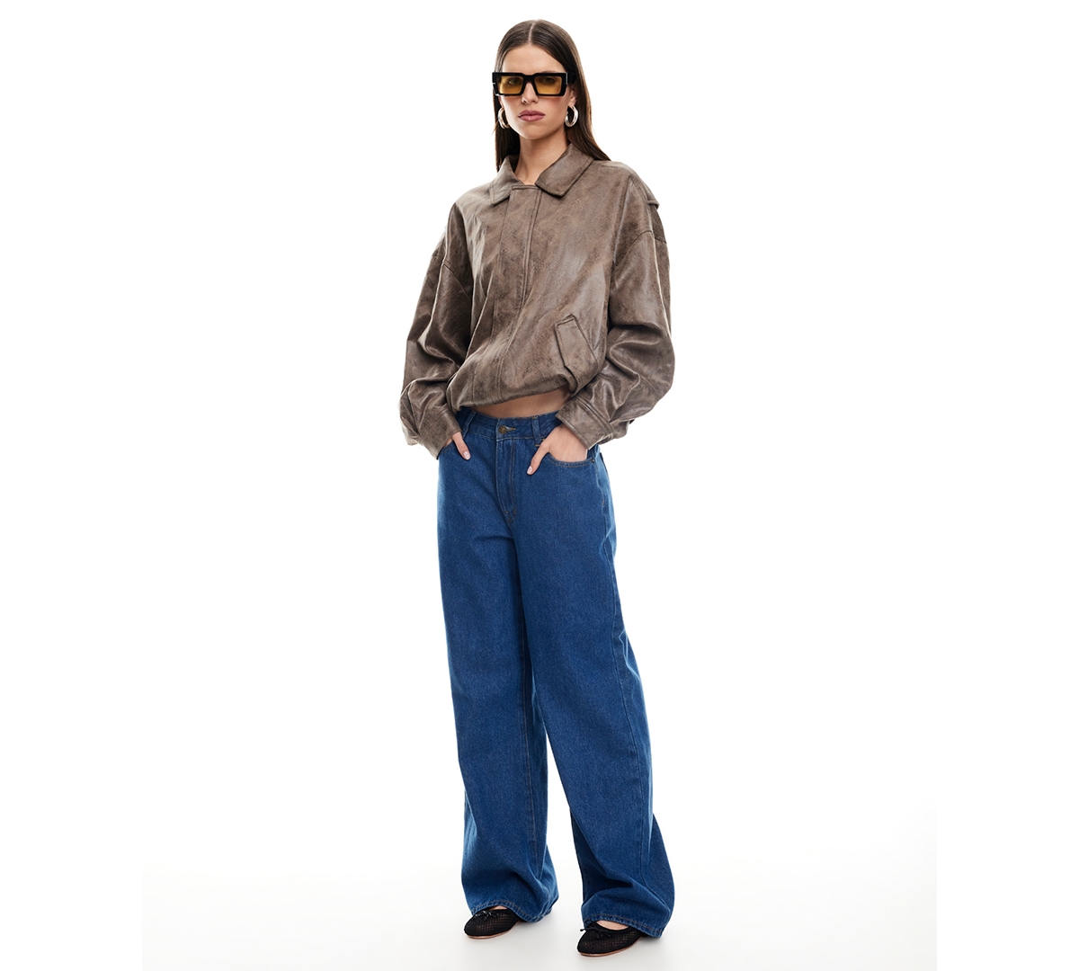 Lioness Women's Kenny Oxford Collared Bomber Jacket In Brown