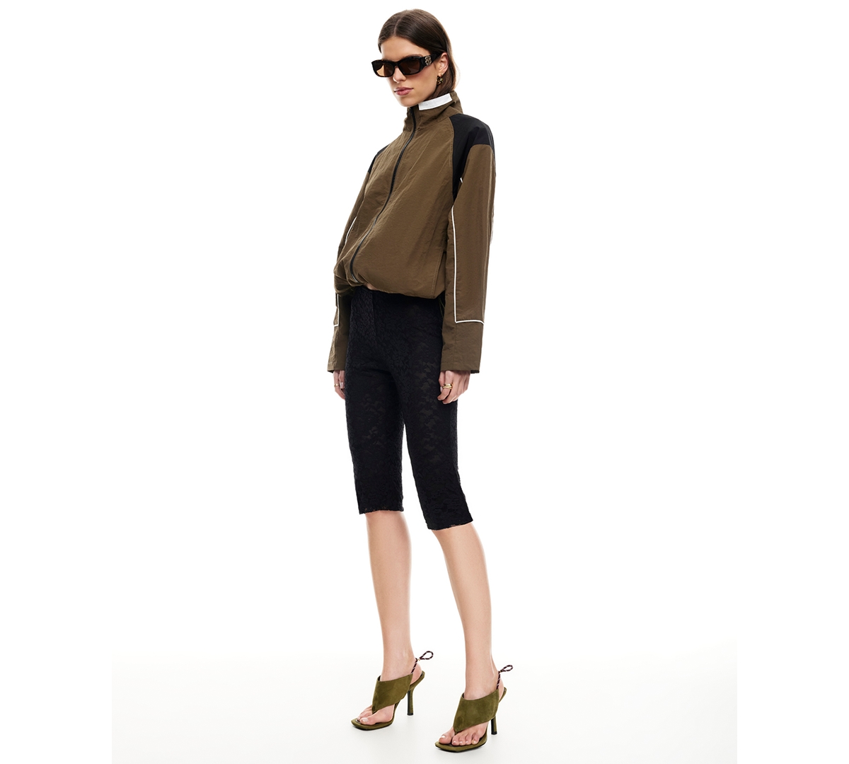 Lioness Women's Shoreline Windbreaker High Neck Jacket In Green