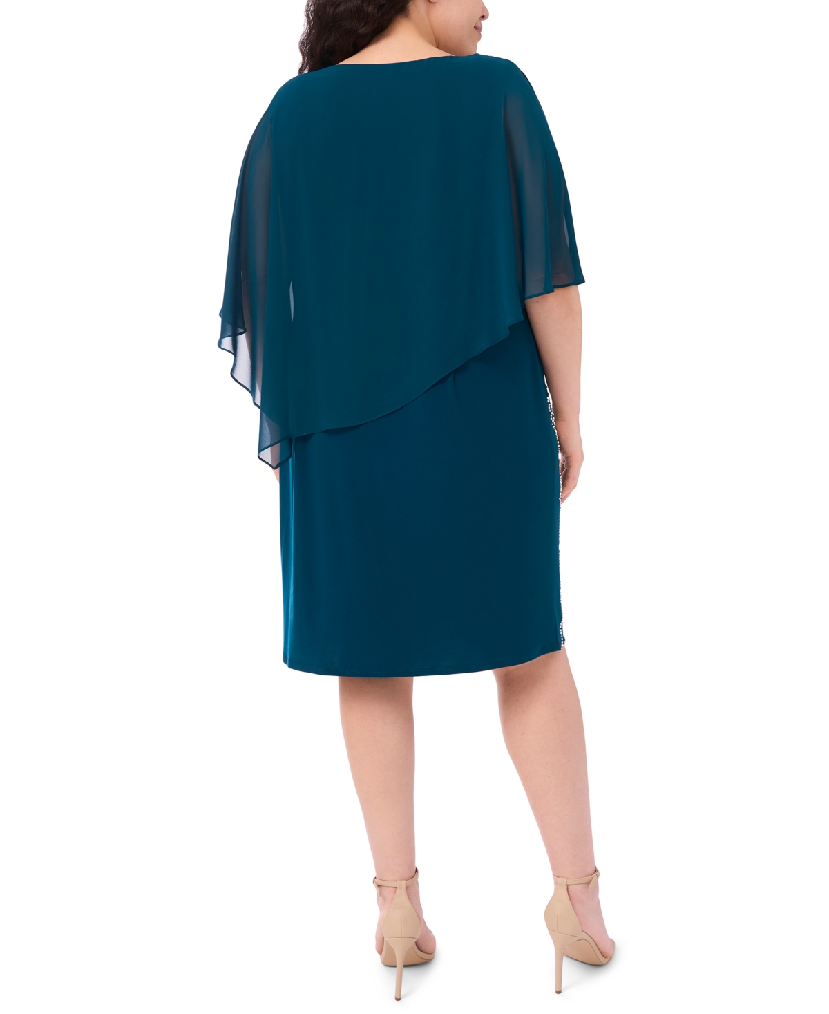Msk Plus Size Side Drape Overlay A-line Dress In Green