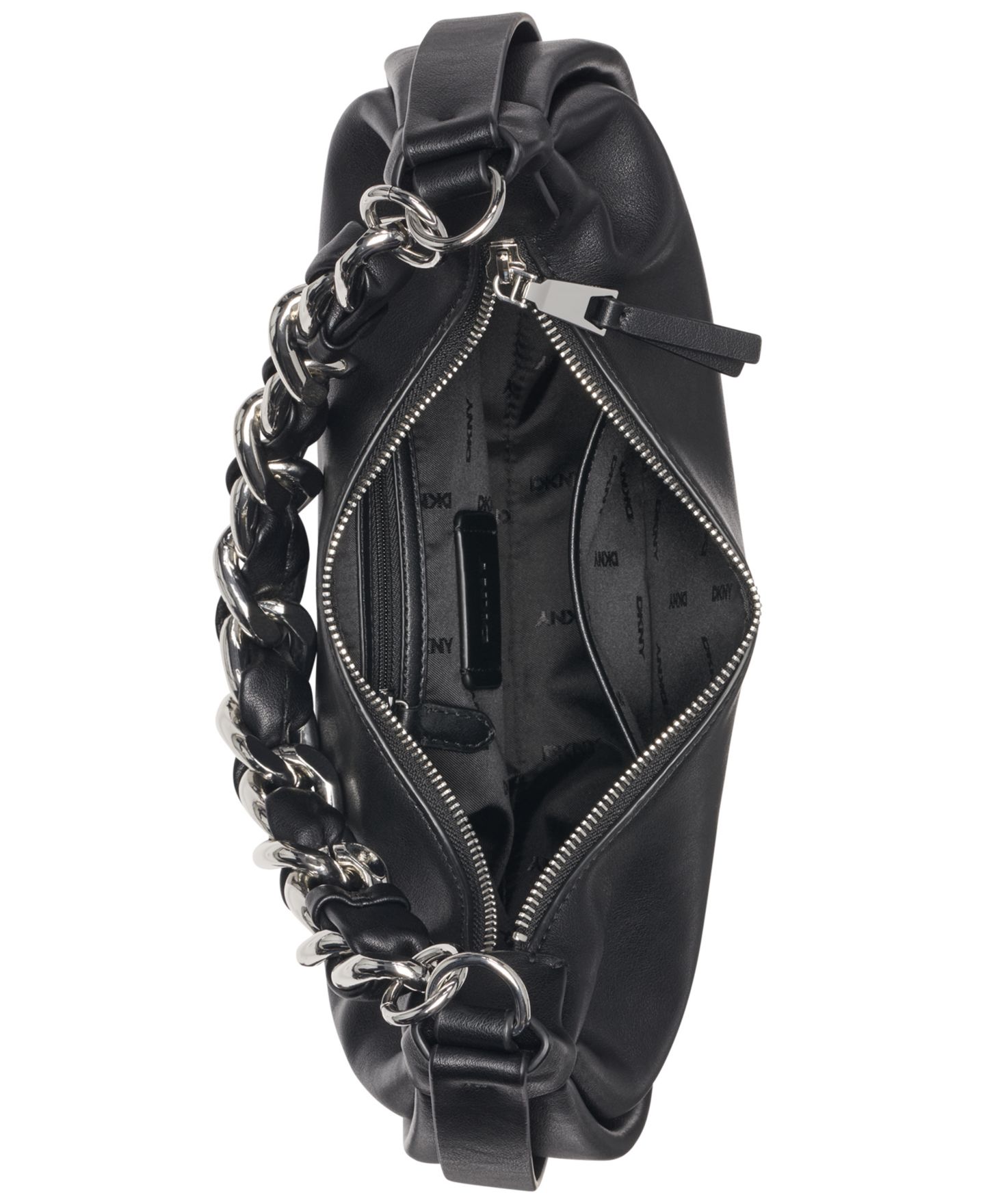 Женская сумка DKNY Fiona Small Hobo, цвет: Чёрный / Серебряный — фото 6