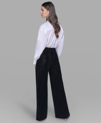 Women's Velvet Wide Leg Straight Pants