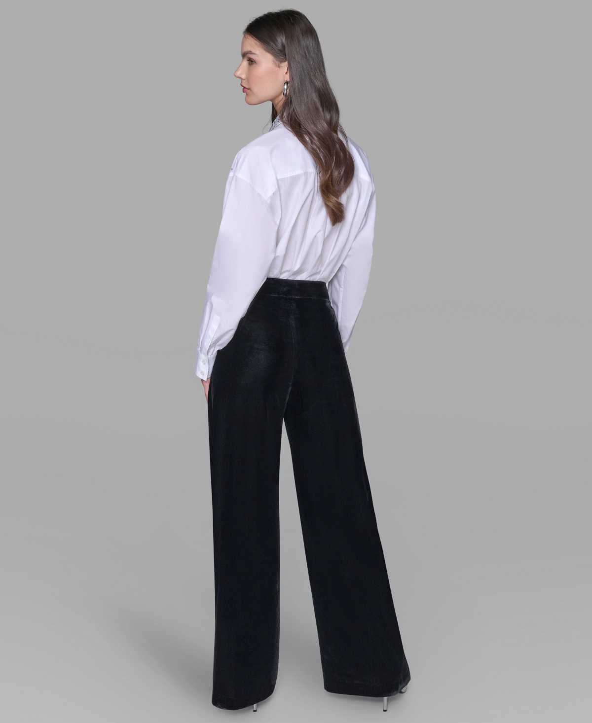 Karl Lagerfeld Women's October Fashion Wide-leg Velvet Pants In Black