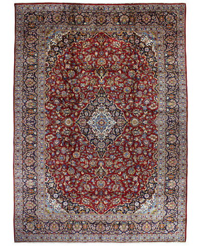 Macy's Fine Rug Gallery, One of a Kind, Kashan B601649 10'2'' x 14' Red Hand-Knotted Rug