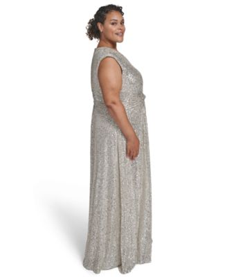 Plus Size Sequin V-Neck Dress