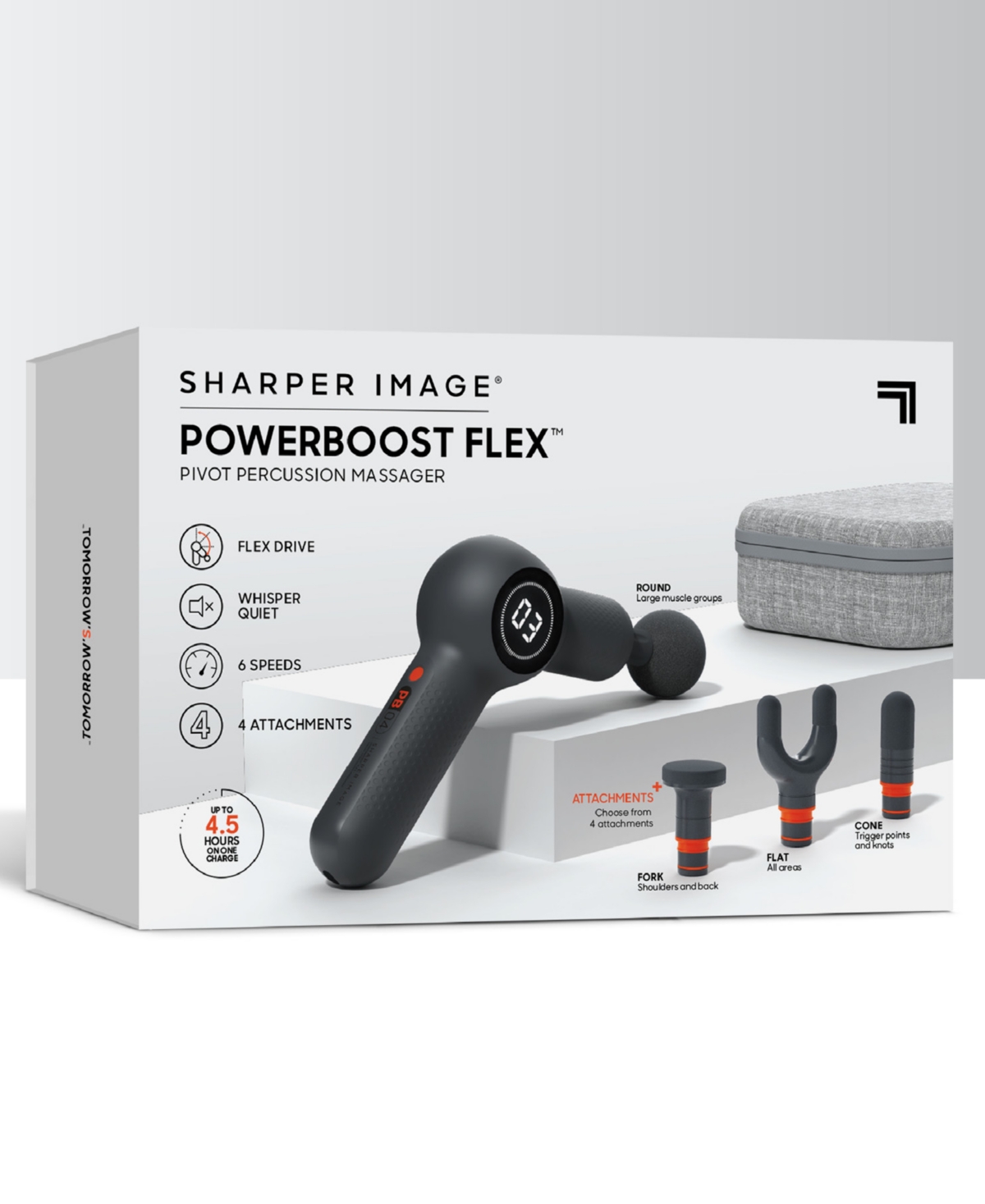 Sharper Image Powerboost Flex Pivot Percussion Massager In Gray